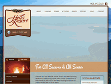 Tablet Screenshot of hillsresort.com